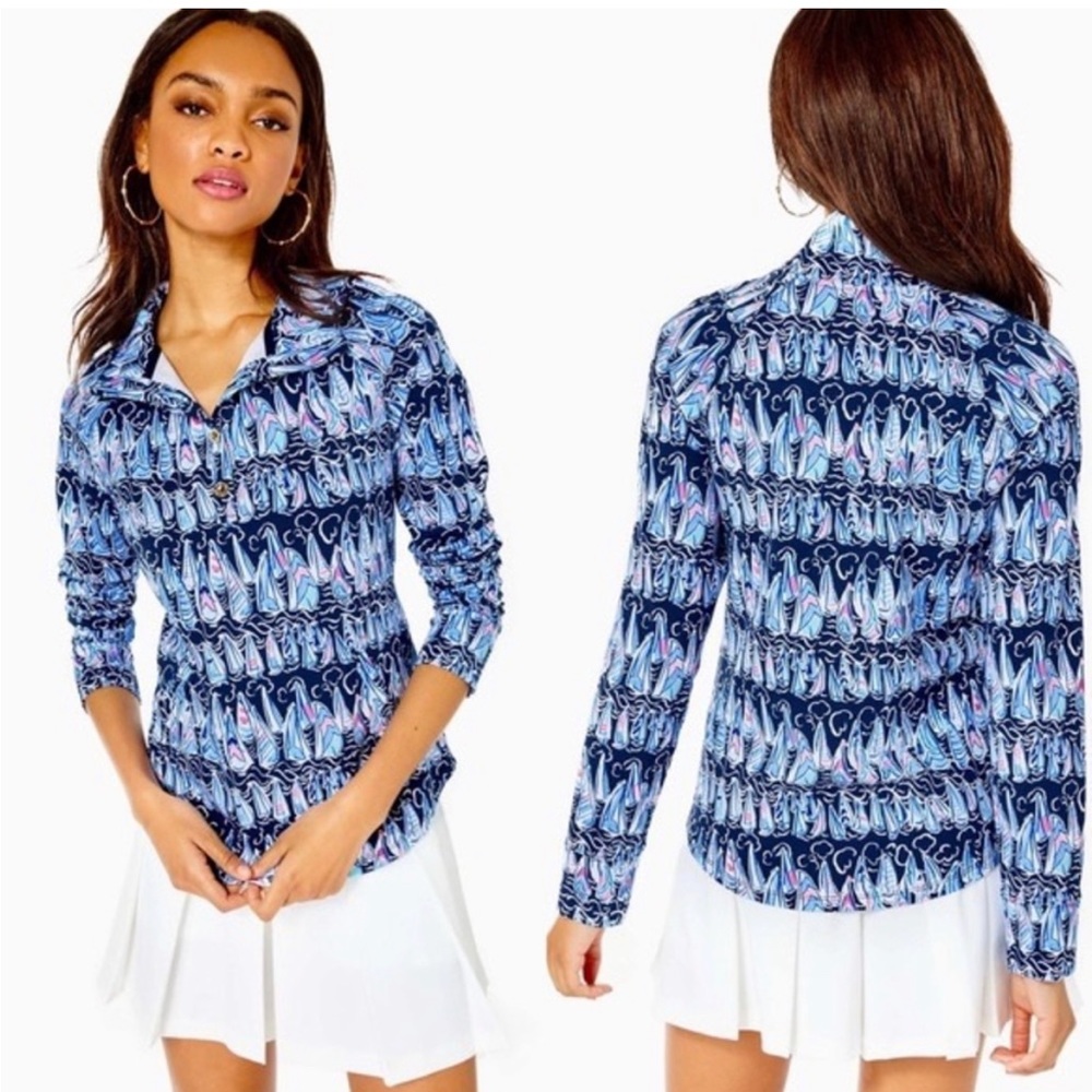Lilly Pulitzer Captain Popover Sweatshirt Sails and Stripes Size Small